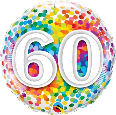 18" / 46cm 60 Rainbow Confetti Qualatex #49548