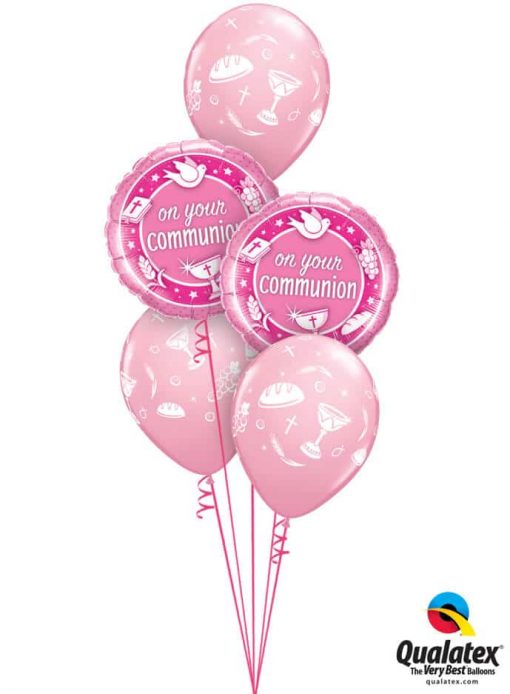 Bukiet 523 Pink First Communion Qualatex #49750-2 49679-3