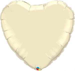 36″ / 91cm Solid Colour Heart Pearl Ivory Qualatex #74627