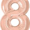 34" / 86cm Number Eight Rose Gold Qualatex #57879