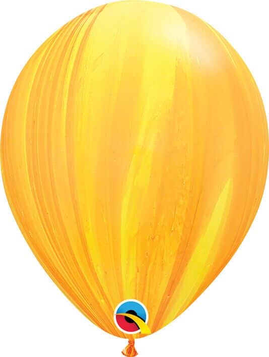 11 28cm SuperAgate Yellow Orange Rainbow Qualatex #91541-1