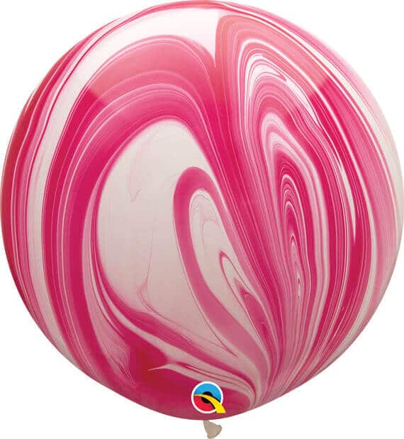 30 76cm SuperAgate Red & White Qualatex #55379-1