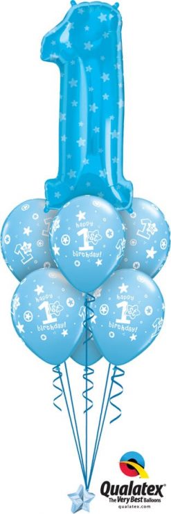 Bukiet 732 Blue Number 1 Birthday Qualatex #16482 41186-6