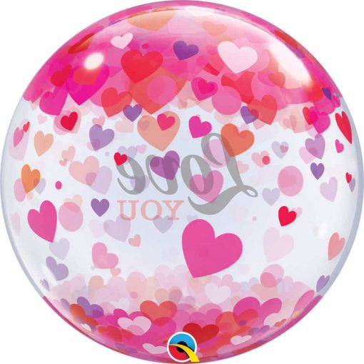 22" / 56cm Love You Confetti Hearts Qualatex #54604