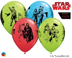 11" / 28cm Star Wars: The Last Jedi Asst of Red, Lime Green, Robin's Egg Blue Qualatex #55507-1