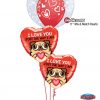 Bukiet 799 Valentine's Pug & Kisses Qualatex #29505 11123-1 78551-2