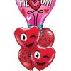 Bukiet 817 "You Turn Me On!" Winking Hearts Qualatex #46052 78549-2 11510-2