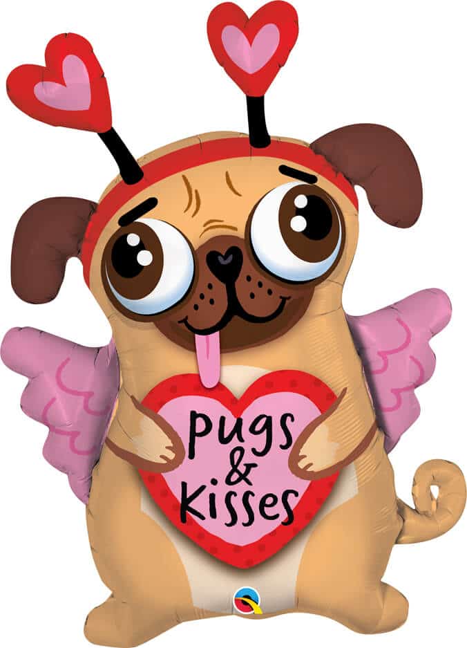 36″ / 91cm Pugs & Kisses Qualatex #78533