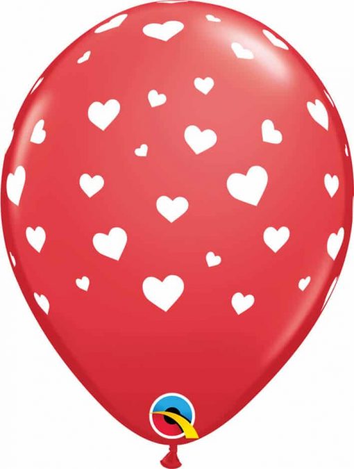 11" / 28cm Random Hearts-A-Round Red Qualatex #85727-1