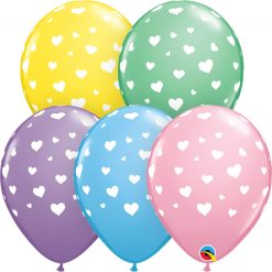 11" / 28cm Random Hearts-A-Round Pastel Asst Qualatex #11644-1