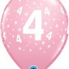 11" / 28cm 6szt Stars #4-A-Round Pink Qualatex #17835