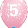 11" / 28cm 6szt Stars #5-A-Round Pink Qualatex #17842