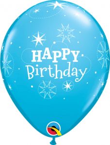 11" / 28cm 6szt Birthday Sparkle Robin's Egg Blue Qualatex #17936