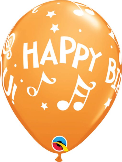 11" / 28cm Happy Birthday To You - Music Notes Carnival Asst Qualatex #18461-1