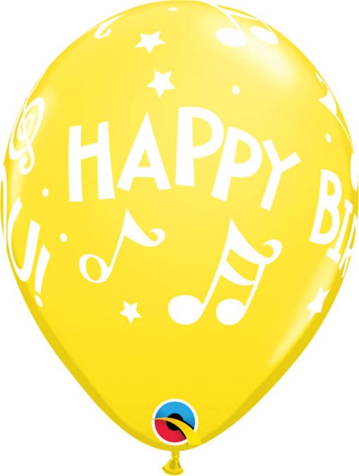 11" / 28cm Happy Birthday To You - Music Notes Carnival Asst Qualatex #18461-1