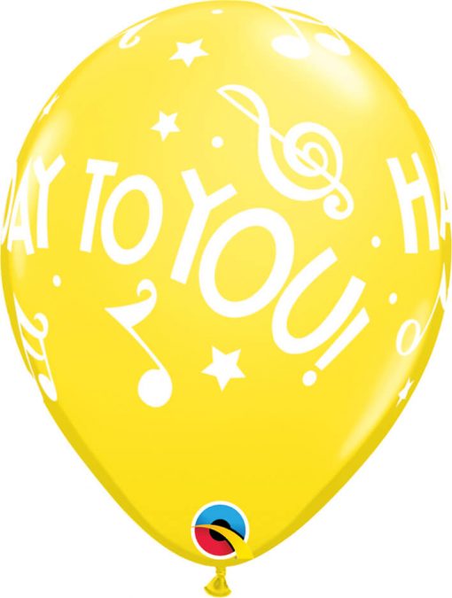 11" / 28cm Happy Birthday To You - Music Notes Carnival Asst Qualatex #18461-1