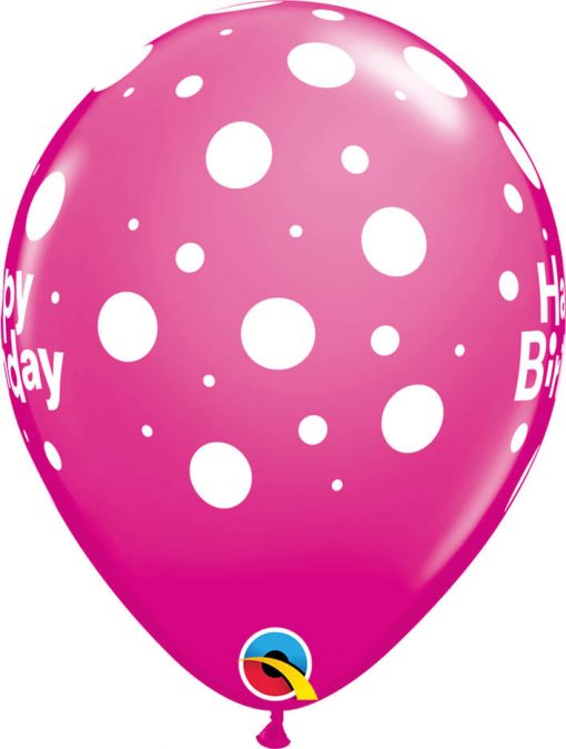 11" / 28cm Birthday Big Polka Dots Tropical Asst Qualatex #31564-1