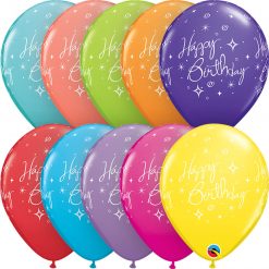 11" / 28cm 6szt Birthday Elegant Sparkles & Swirls Retail Asst Qualatex #43075
