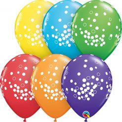 11" / 28cm Confetti Dots Bright Rainbow Asst. Qualatex #52964-1