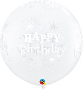 3' / 91cm Birthday Sparkle Diamond Clear Qualatex #52971-1