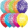 11" / 28cm 6szt Birthday Confetti Dots Retail Asst Qualatex #52975