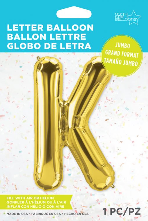 34" / 86cm Gold Letter K North Star Balloons #59932