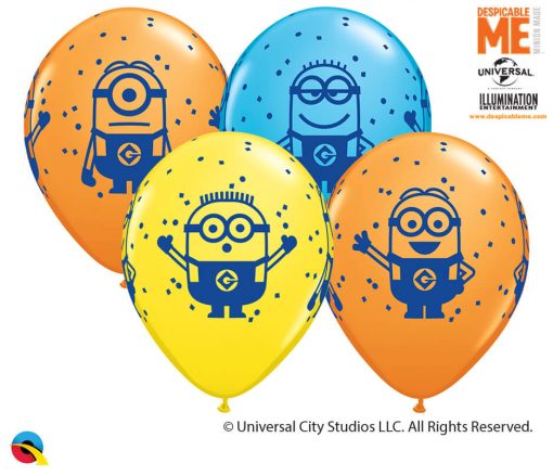 11" / 28cm Minions Asst of Yellow, Orange, Robin's Egg Blue Qualatex #80573-1