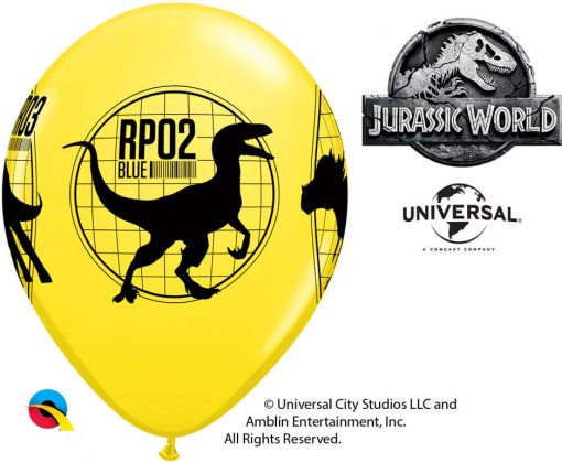 11" / 28cm Jurassic World: Fallen Kingdom Asst of Red, Yellow, Orange Qualatex #80790-1