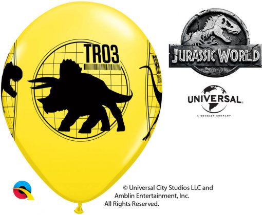 11" / 28cm Jurassic World: Fallen Kingdom Asst of Red, Yellow, Orange Qualatex #80790-1