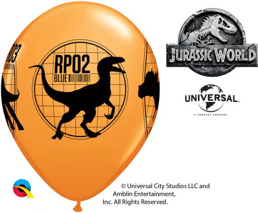 11" / 28cm 6szt Jurassic World: Fallen Kingdom Asst of Red, Yellow, Orange Qualatex #83919