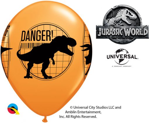 11" / 28cm 6szt Jurassic World: Fallen Kingdom Asst of Red, Yellow, Orange Qualatex #83919