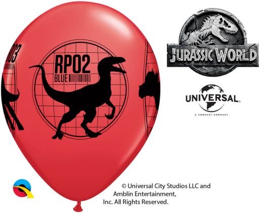 11" / 28cm 6szt Jurassic World: Fallen Kingdom Asst of Red, Yellow, Orange Qualatex #83919