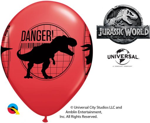 11" / 28cm 6szt Jurassic World: Fallen Kingdom Asst of Red, Yellow, Orange Qualatex #83919