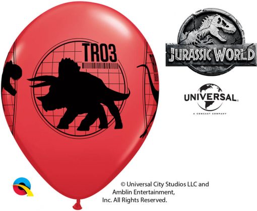 11" / 28cm 6szt Jurassic World: Fallen Kingdom Asst of Red, Yellow, Orange Qualatex #83919