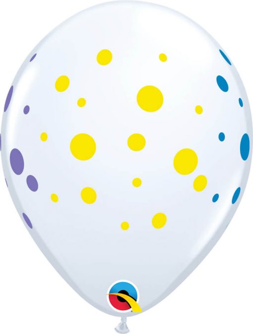 11" / 28cm Colorful Dots White Qualatex #88217-1