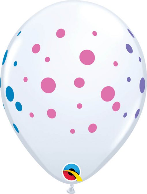 11" / 28cm Colorful Dots White Qualatex #88217-1