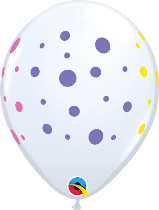 11" / 28cm Colorful Dots White Qualatex #88217-1