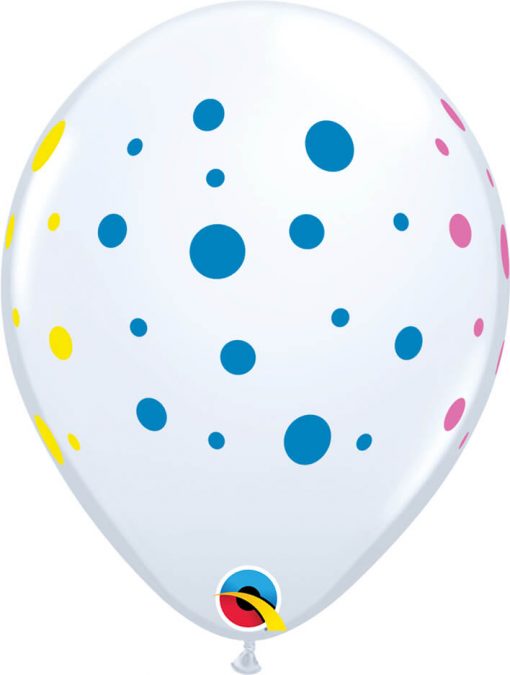 11" / 28cm Colorful Dots White Qualatex #88217-1