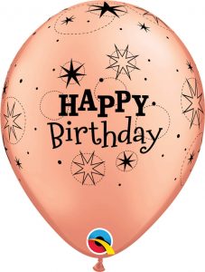 11" / 28cm 6szt Birthday Sparkle Rose Gold Qualatex #91154