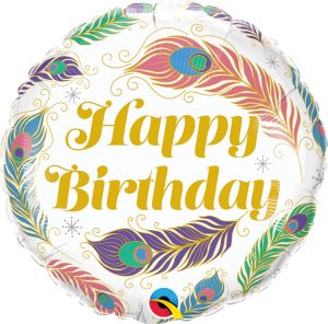 18″ / 46cm Birthday Peacock Feathers Qualatex #97385