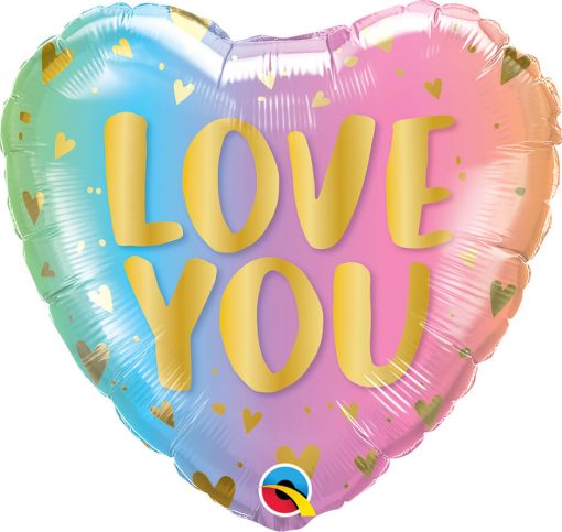 18″ / 46cm Love You Pastel Ombre & Hearts Qualatex #97433