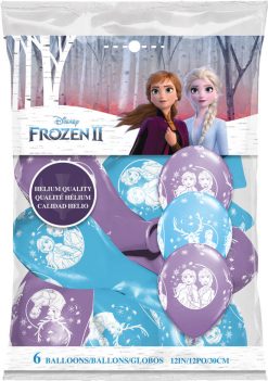 12" / 30cm 6szt Disney Frozen 2 Asst of Pale Blue, Spring Lilac Qualatex #99713