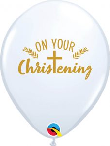 11" / 28cm On Your Baptism Cross White Qualatex #10655-1