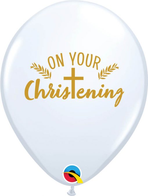 11" / 28cm On Your Baptism Cross White Qualatex #10655-1