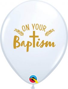 11" / 28cm On Your Baptism Cross White Qualatex #10655-1