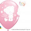 11" / 28cm Tiny Tatty Teddy Birthday Pale Pink Qualatex #12562-1