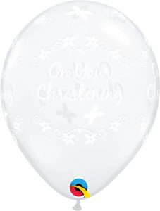 11" / 28cm Christening Butterflies Diamond Clear Qualatex #13580-1
