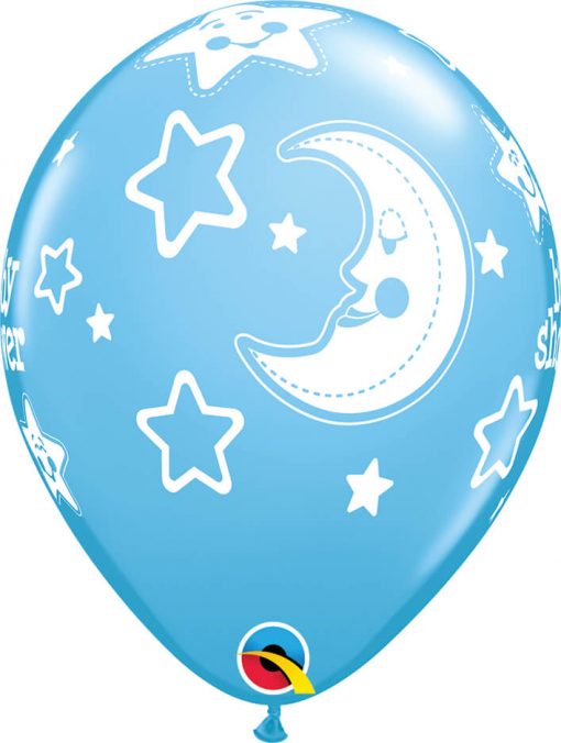 11" / 28cm 6szt Baby Shower Moon & Stars Pastel Asst Qualatex #17783