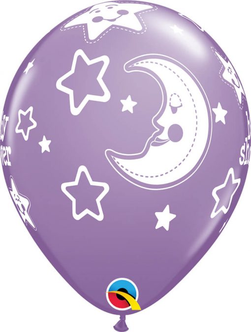 11" / 28cm 6szt Baby Shower Moon & Stars Pastel Asst Qualatex #17783