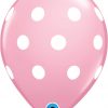 11" / 28cm 6szt Big Polka Dots Pink Qualatex #18066